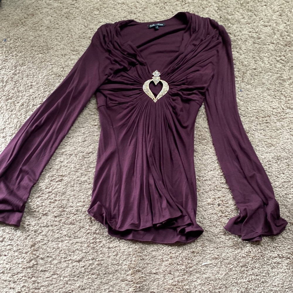 Burgundy top with rhinestone
